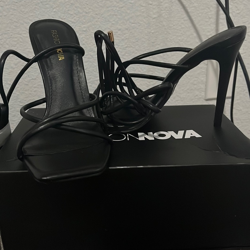 black lace up heels.